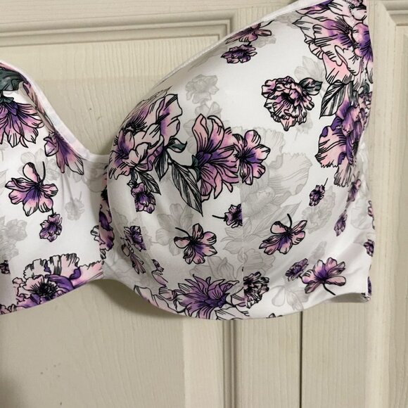Torrid Womes NWT White Floral Full-Coverage Balconette Lightly Lined Bra 44F - Picture 7 of 8